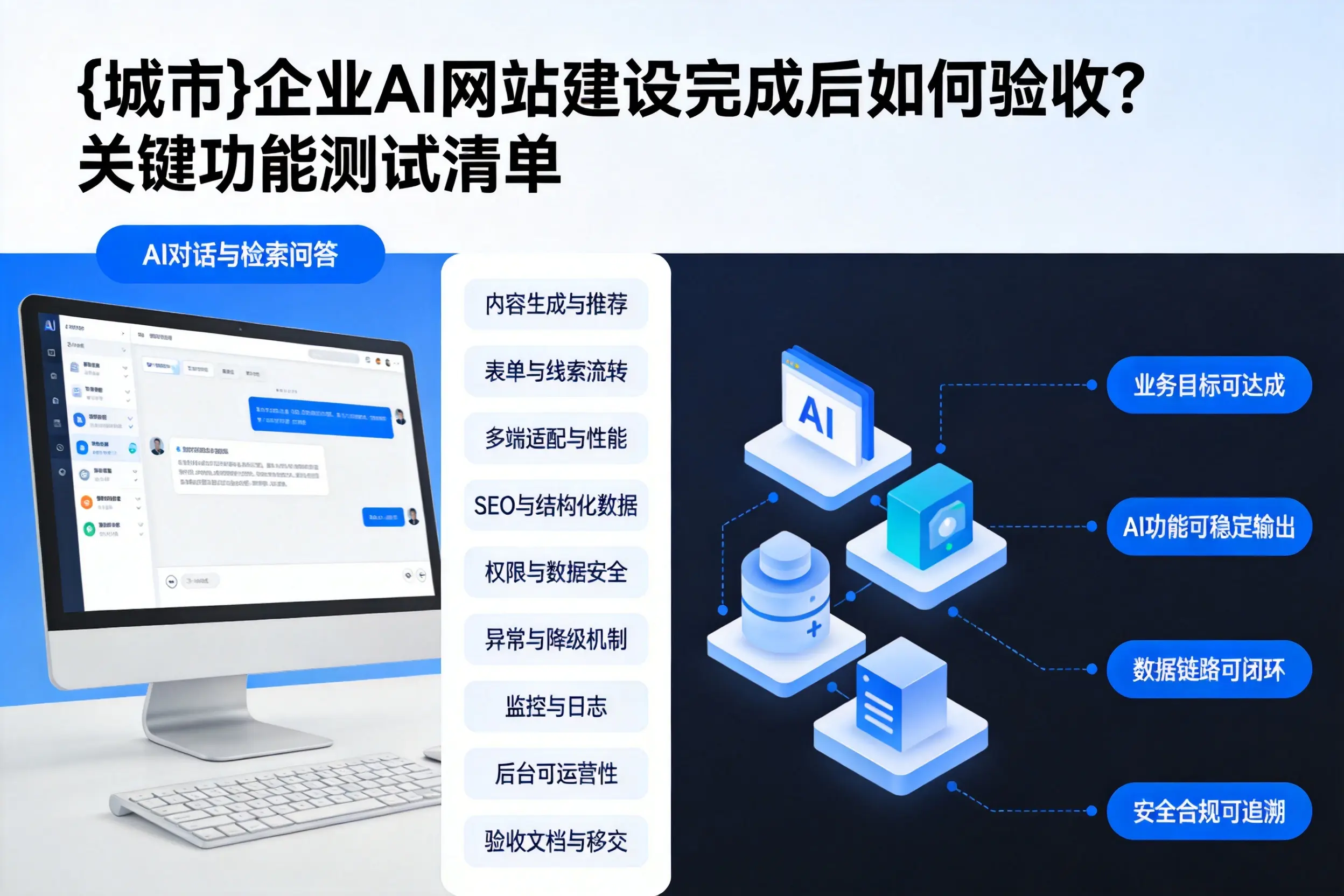 双鸭山企业AI网站建设完成后如何验收？关键功能测试清单