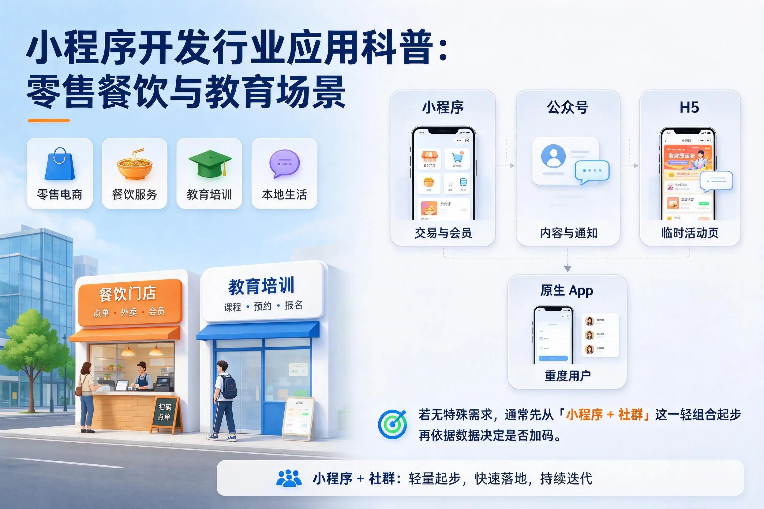 双鸭山小程序开发行业应用科普:零售餐饮与教育场景